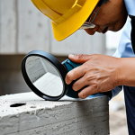 **

Prompt: "Construction site, close-up of a materials testing engineer (建設材料試験技士) in a hard hat, inspecting concrete with a magnifying glass.  Focus on quality control (品質管理) and ensuring structural integrity.  Modern Japanese construction aesthetics, slightly desaturated colors, realistic."

**