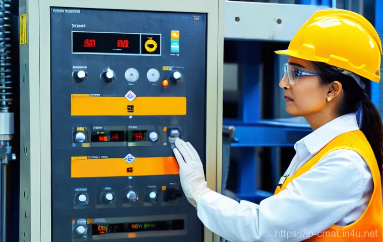 건설재료시험기사와 건축재료 안전기준 - **Prompt: Concrete Compression Test**
    A highly skilled female construction materials testing tec...