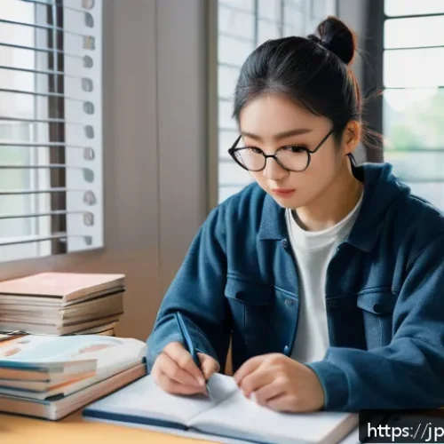 건설재료시험기사 자격증 취득 후기 - A focused Japanese student studying for the Construction Materials Testing Engineer exam in a modern...
